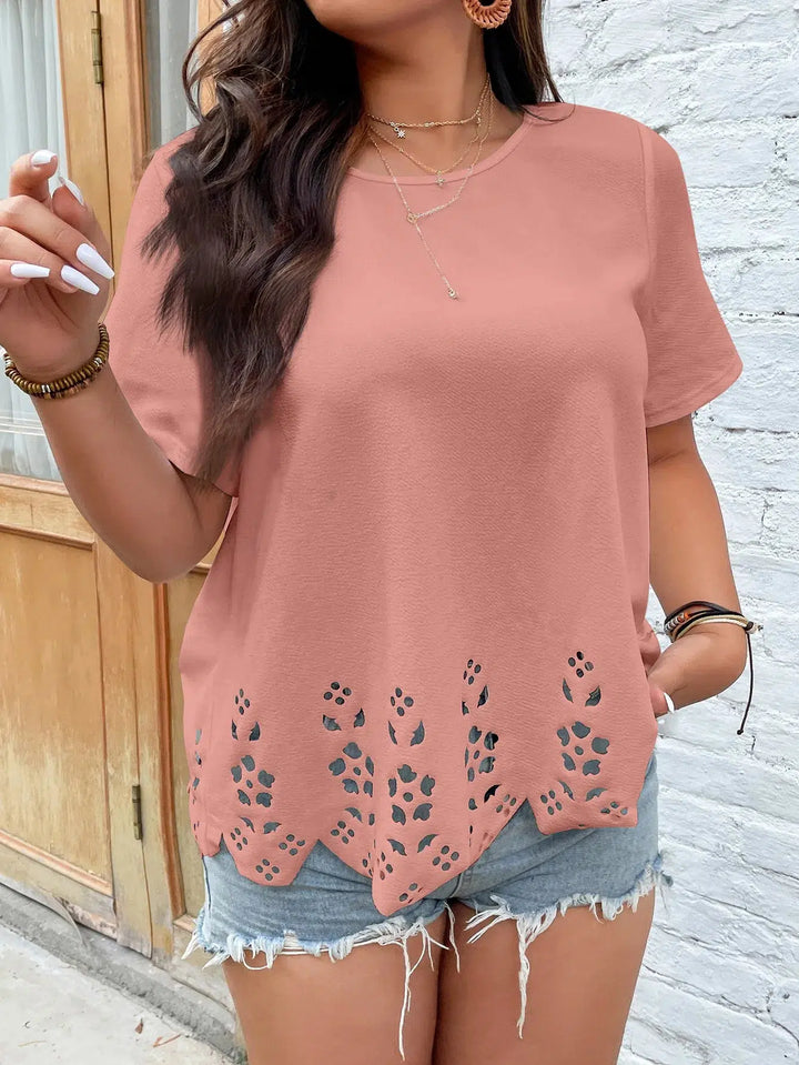 Women's Plus Size Blouse Soild Drop Sleeves O-Neck Blouses-blouse-Bennys Beauty World