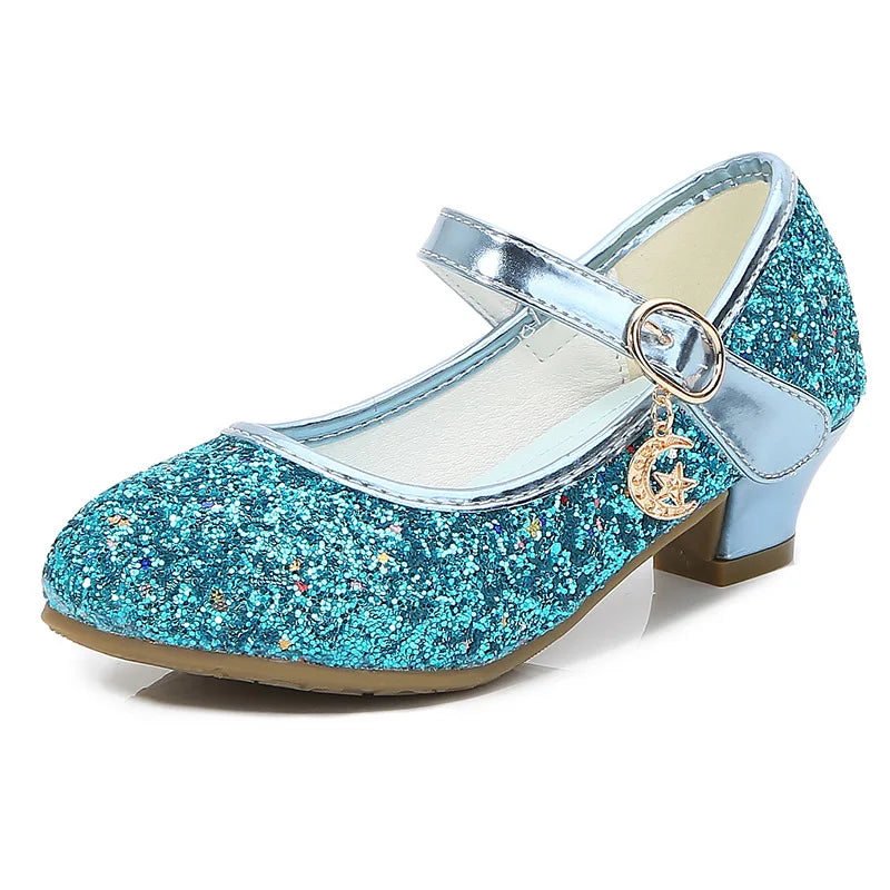 Girls' Purple High Heels For Kids Princess Leather Shoe