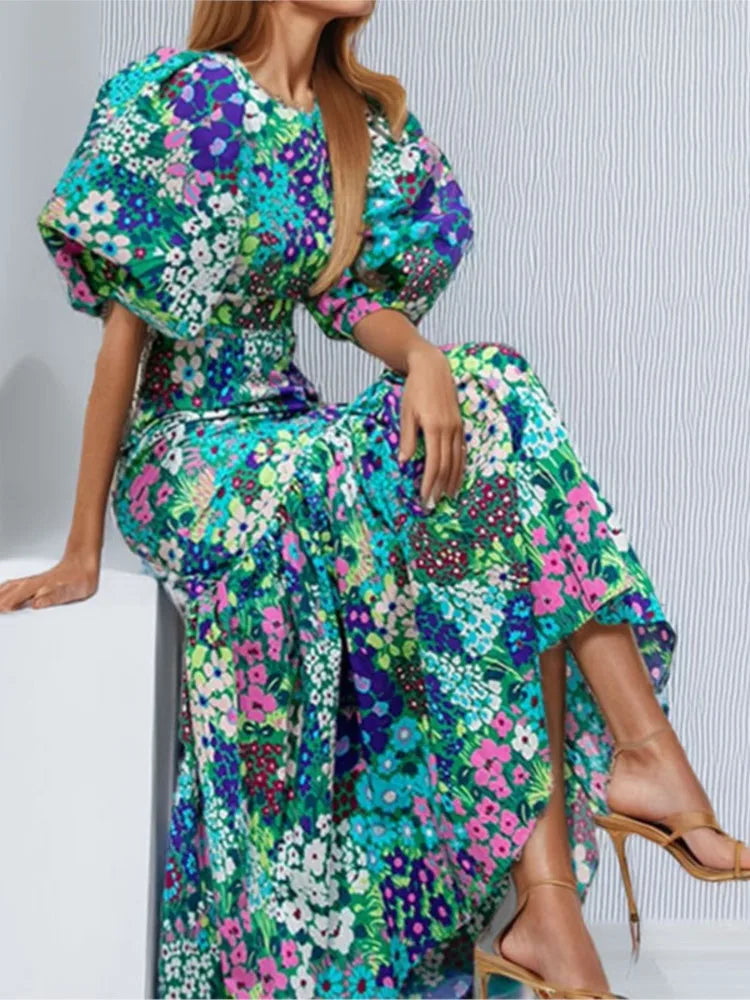 Fashion Print Dress For Women Casual O-Neck Dresses-Dresses-Bennys Beauty World