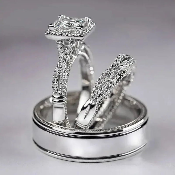 Cross Zircon Engagement Ring Set – Women&