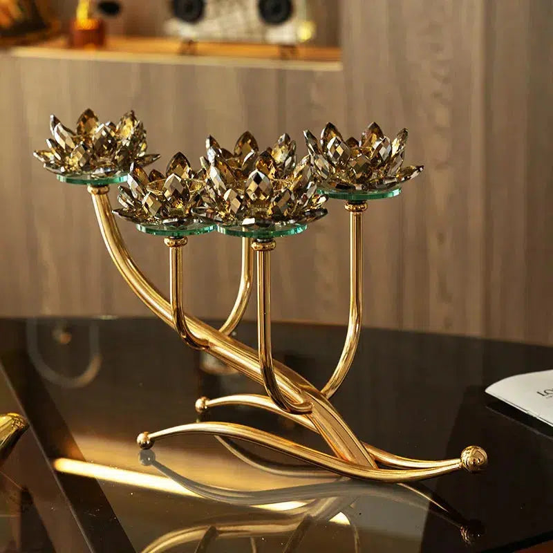 Crystal Candles Lotus Metal Candle Holder Candleholder Wedding Centerpieces Candle Stick Holder Home Decoration Accessories-Arlik interiors