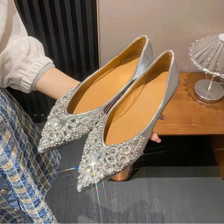 Rhinestone Glitter Pointed - Toe Flats - Bennys Beauty World