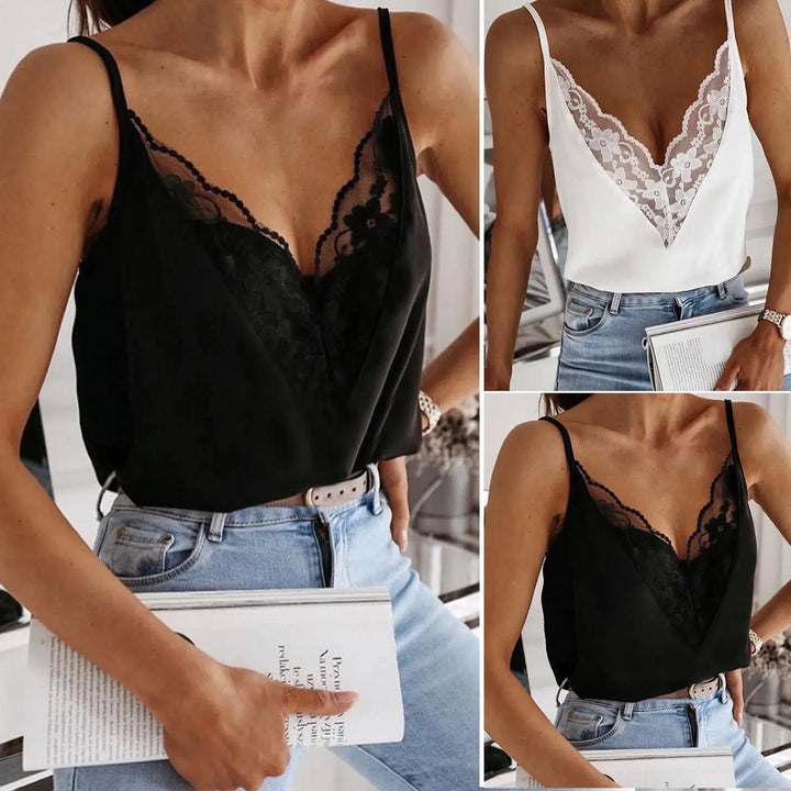 Women's  Lace Splicing V-Neck Suspender Camisole Top