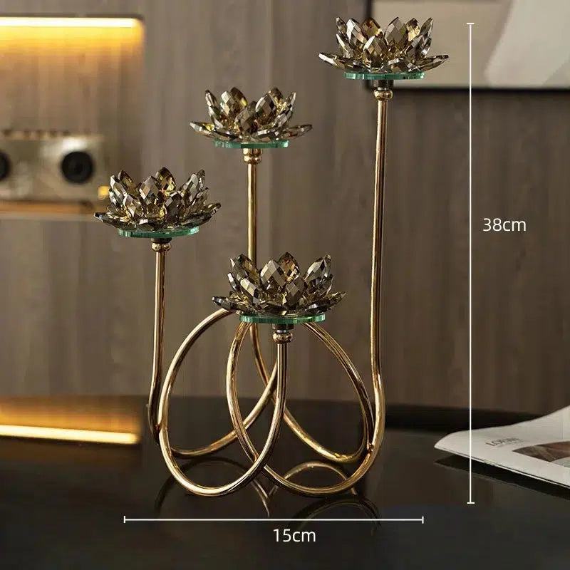 Crystal Candles Lotus Metal Candle Holder Candleholder Wedding Centerpieces Candle Stick Holder Home Decoration Accessories-Arlik interiors