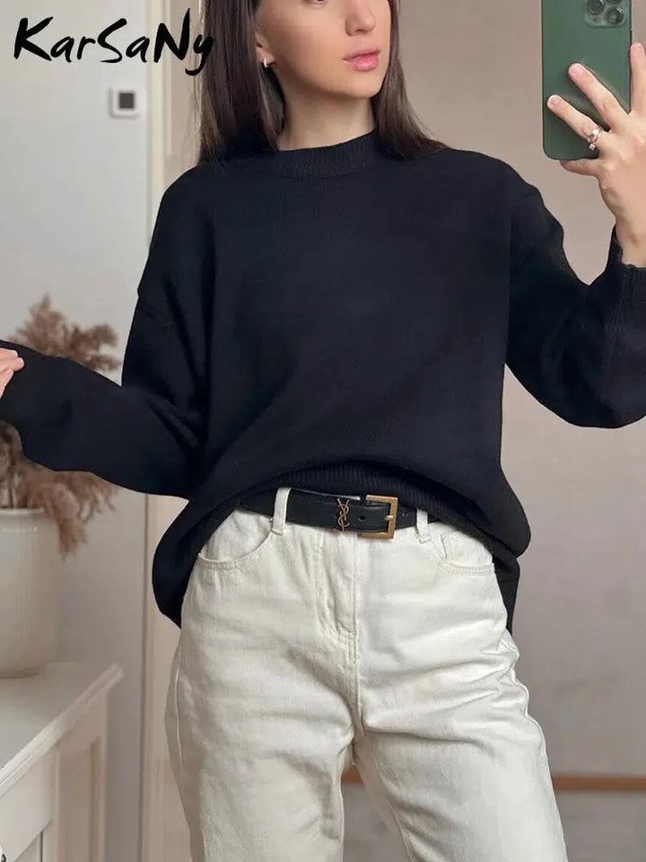 Knitted Loose Thick Basic Sweaters For Women