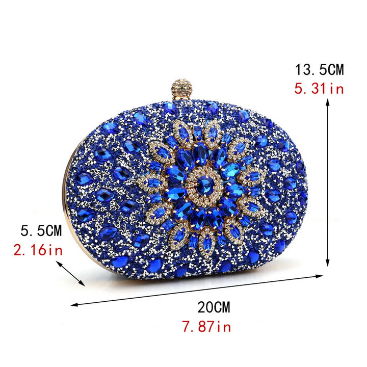Flower Rhinestones Evening Bags Metal Prom Clutch
