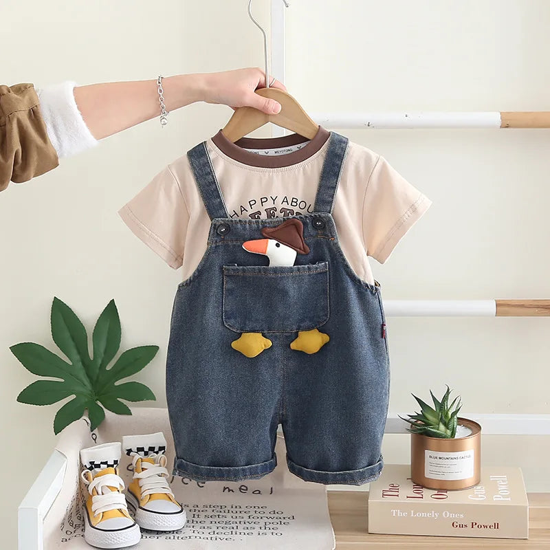Summer Baby Boys Clothes Suit Children T-Shirt Overalls-Bennys Beauty World
