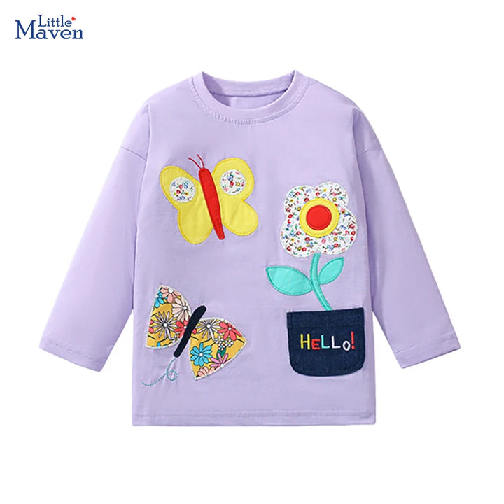 Little Maven Butterfly Princess T-shirt for Girls