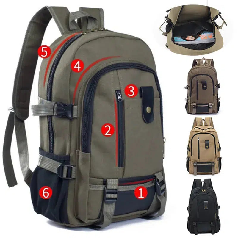 Travel Backpack Mens Tactical Military Canvas Large Capacity Backpacks-backpack-Bennys Beauty World