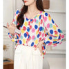 Womens Fashion Loose Casual Chiffon Shirts Spring Chic Balloon Printed Tops-blouse-Bennys Beauty World
