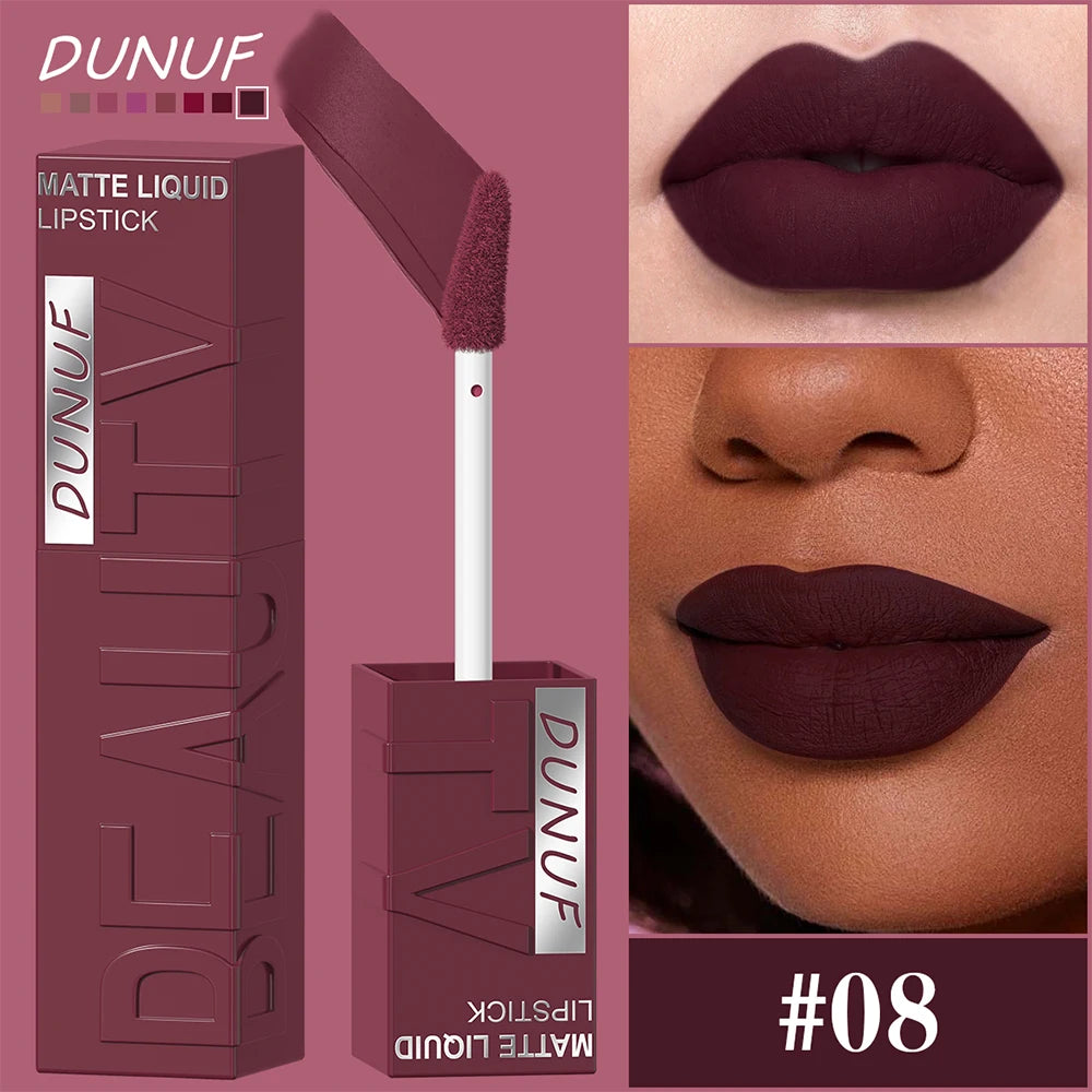 DUNUF Matte Velvet Lipstick – Long-Lasting, Waterproof &amp; Non-Transfer