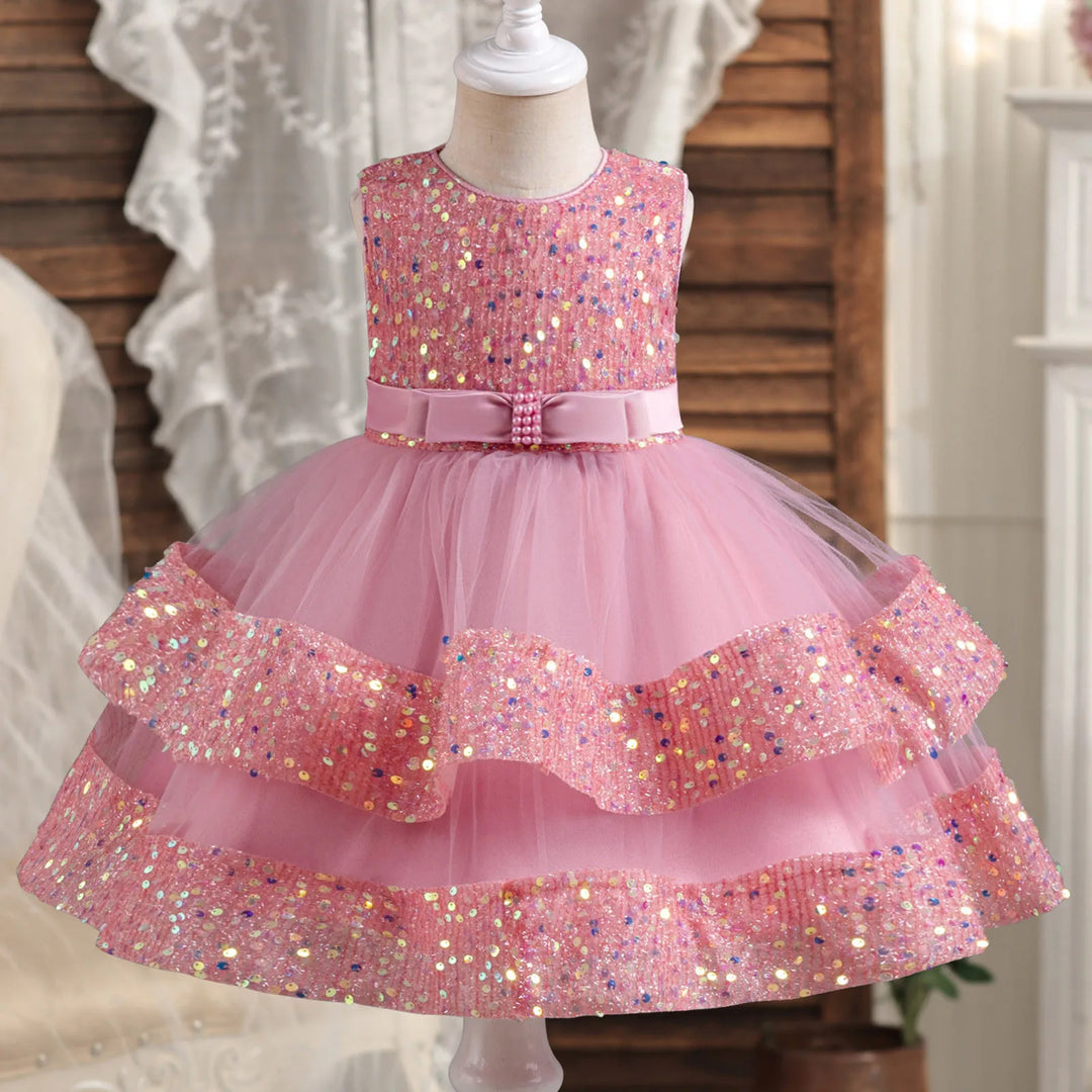 Baby Girls Tutu Tulle Dress Party Gowns Shiny Sequins Dresses