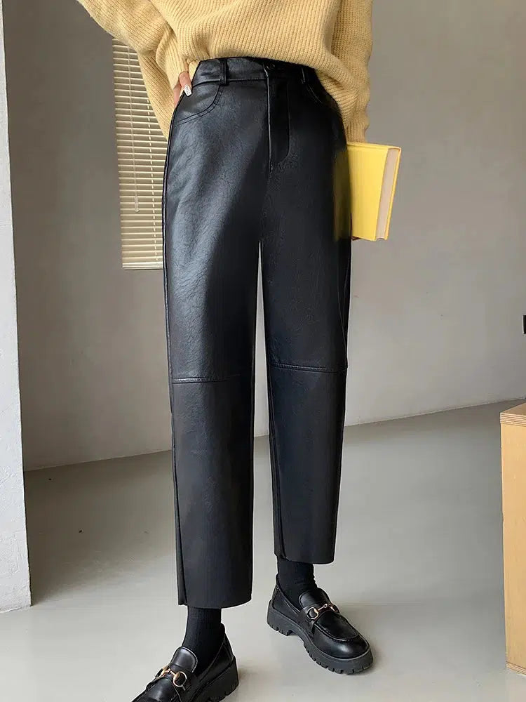 Fall and Winter PU Leather Trousers Pants For Women