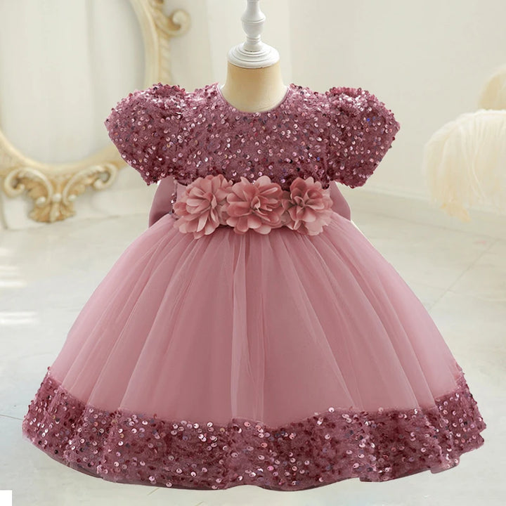 Toddler Baby Sequin Party Dresses Baptism Princess Dress