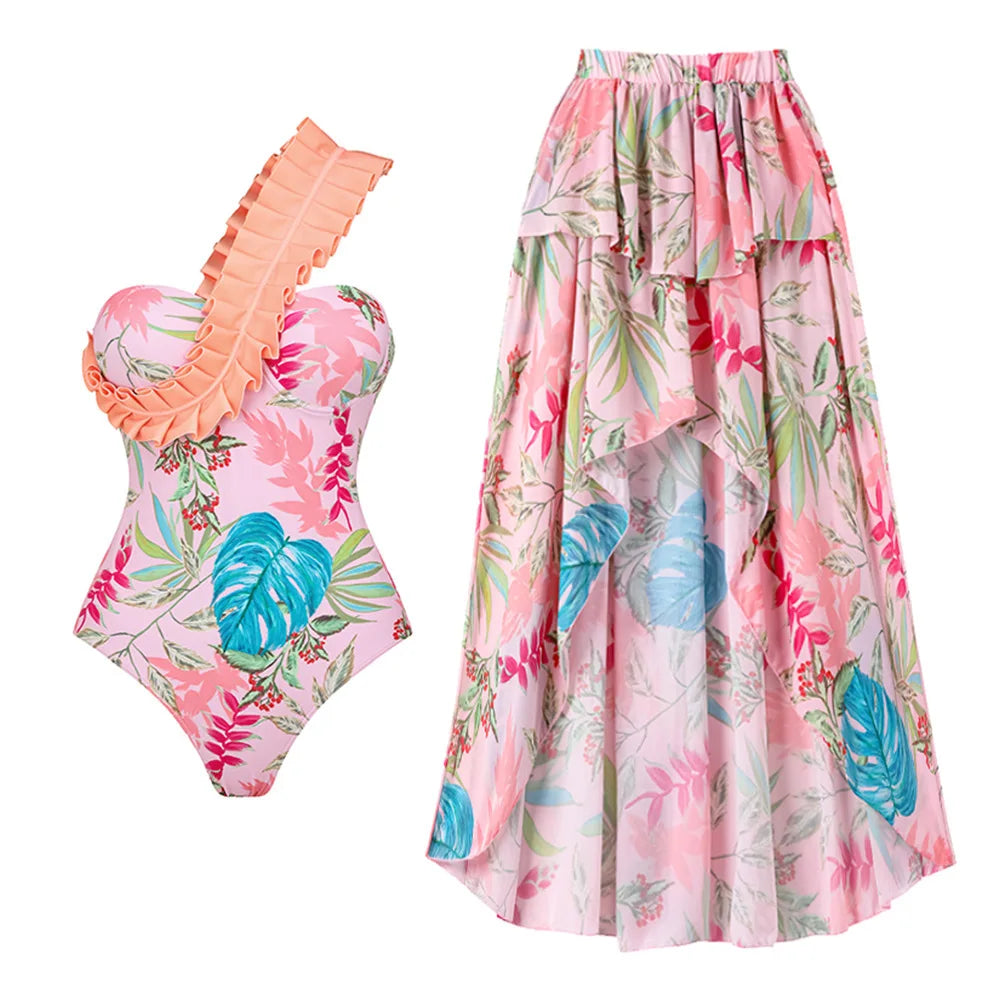 Arrival Push Up Women Bikini Set Floral Printed Ruffle Bikinis-Swimwear-Bennys Beauty World