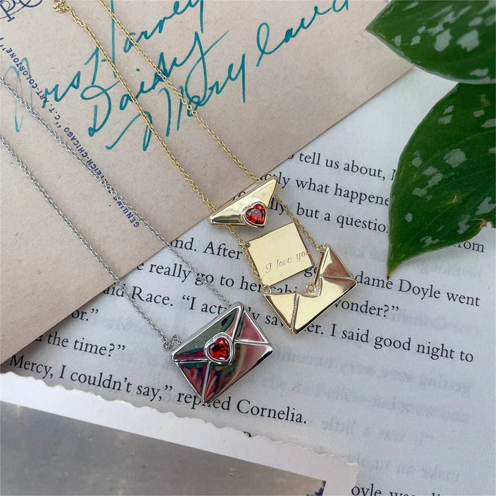 Valentine's Day Red Love Envelope Box Necklace