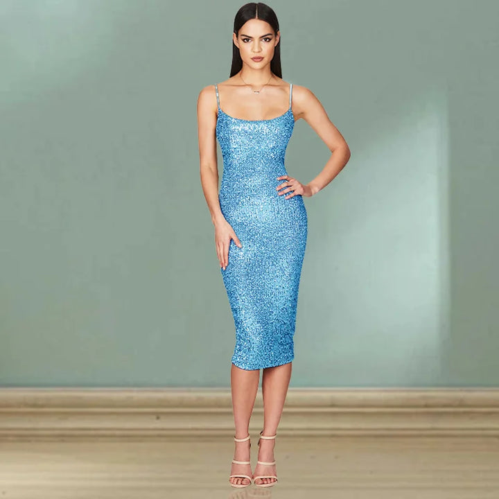 Sequin Spaghetti Strap A-Line Slip Dress