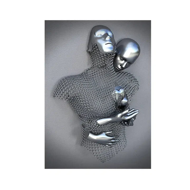 3D Love Heart Grey Metal Figure Statue Posters and Prints-Art-Arlik interiors