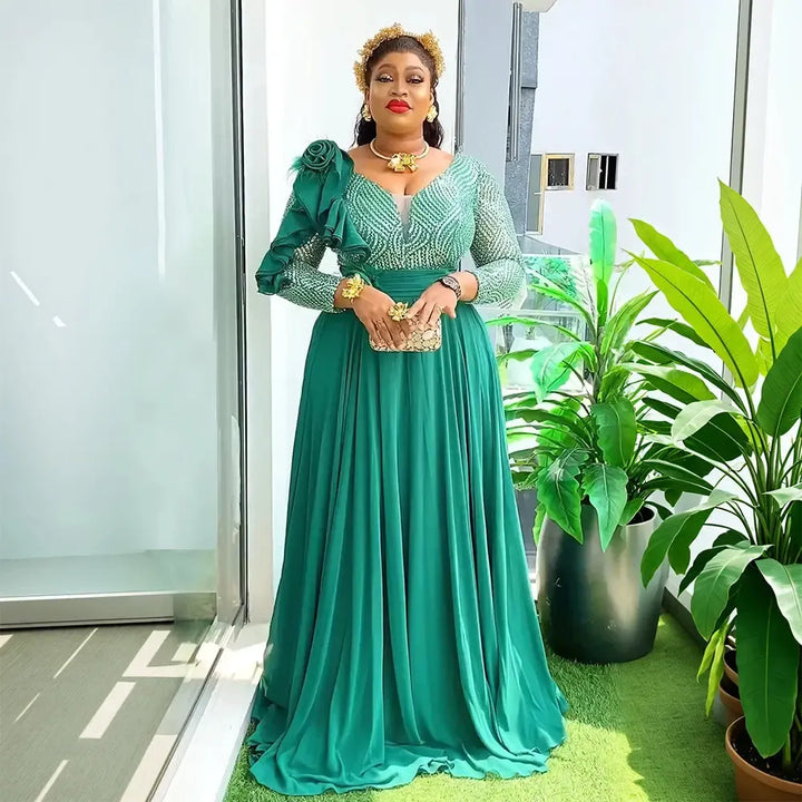 African Dresses for Women Fashion Plus Size Sequin Evening Party Dress-African Dresses-Bennys Beauty World