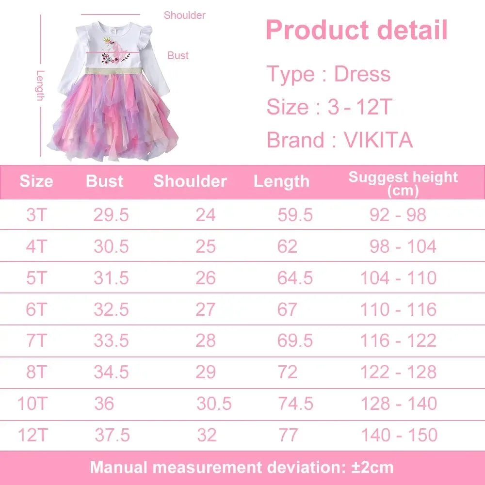 VIKITA Girls Floral Mesh Tulle Princess Dress Ages 3–10 - Bennys Beauty World