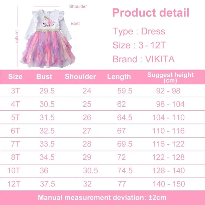 VIKITA Girls Floral Mesh Tulle Princess Dress Ages 3–10 - Bennys Beauty World