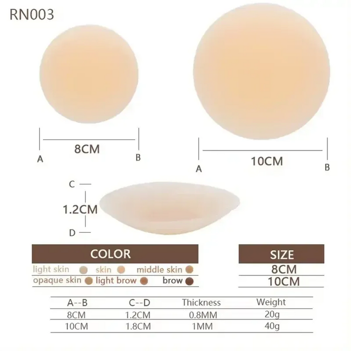 Braless Seamless Nipple Cover Ultra Thin Invisible Bra Nipple Cover Bioadhesive Silicone Reusable Sweatproof Travel Boob Bra-Bennys Beauty World