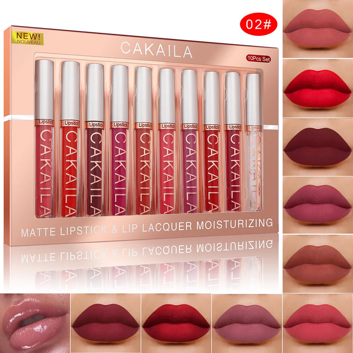 Matte Liquid Lipstick Set – 10 Piece Waterproof Velvet Lip Gloss