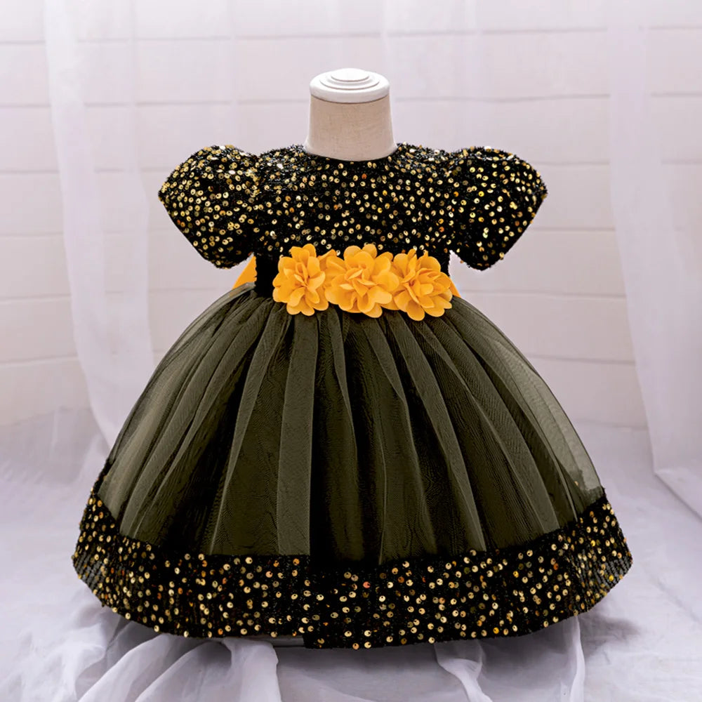 Toddler Baby Sequin Party Dresses Baptism Princess Dress