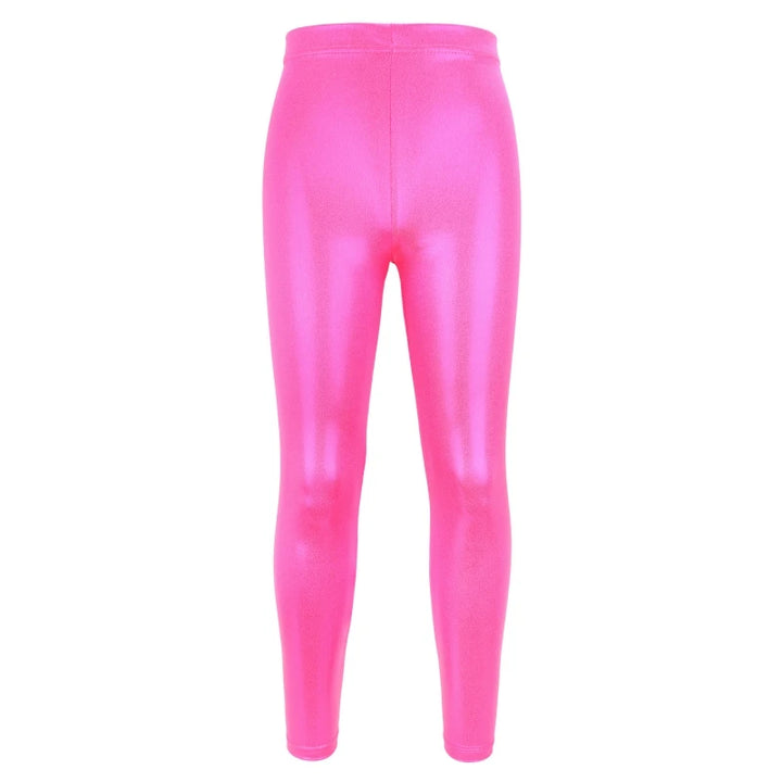 Girls Elastic Ballet Dance Pants Gymnastic Bright Solid Leggings