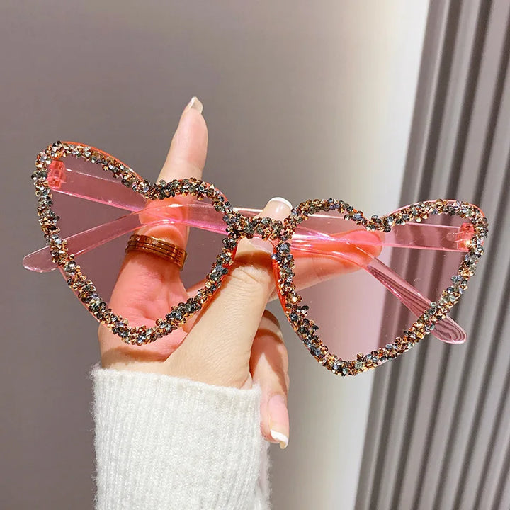 Cat Eye Rhinestone Sunglasses — UV400