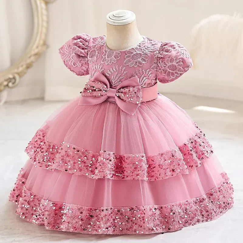 Girls Princess Ball Gown Dress – Floral Formal Wear for Toddlers & Kids Ages 1–6-Dresses-Bennys Beauty World