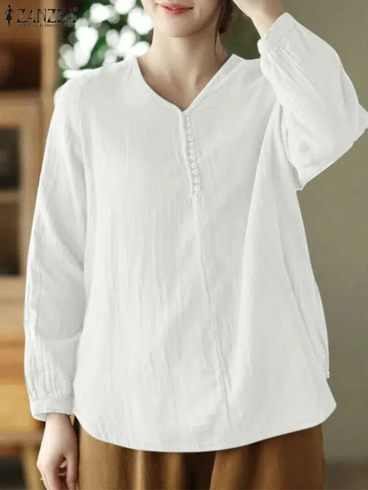 Fashion Long Sleeve Tunic Tops Blouse For Woman-Tops-Bennys Beauty World