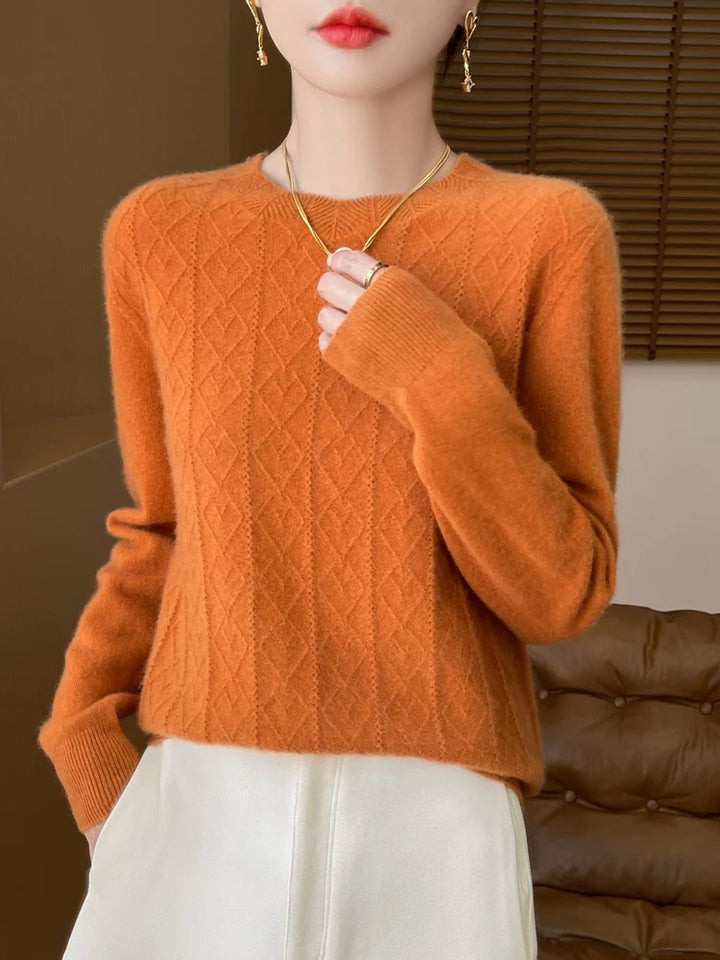 Women's Sweater O-neck 100% Merino Wool Knitwear Sweater