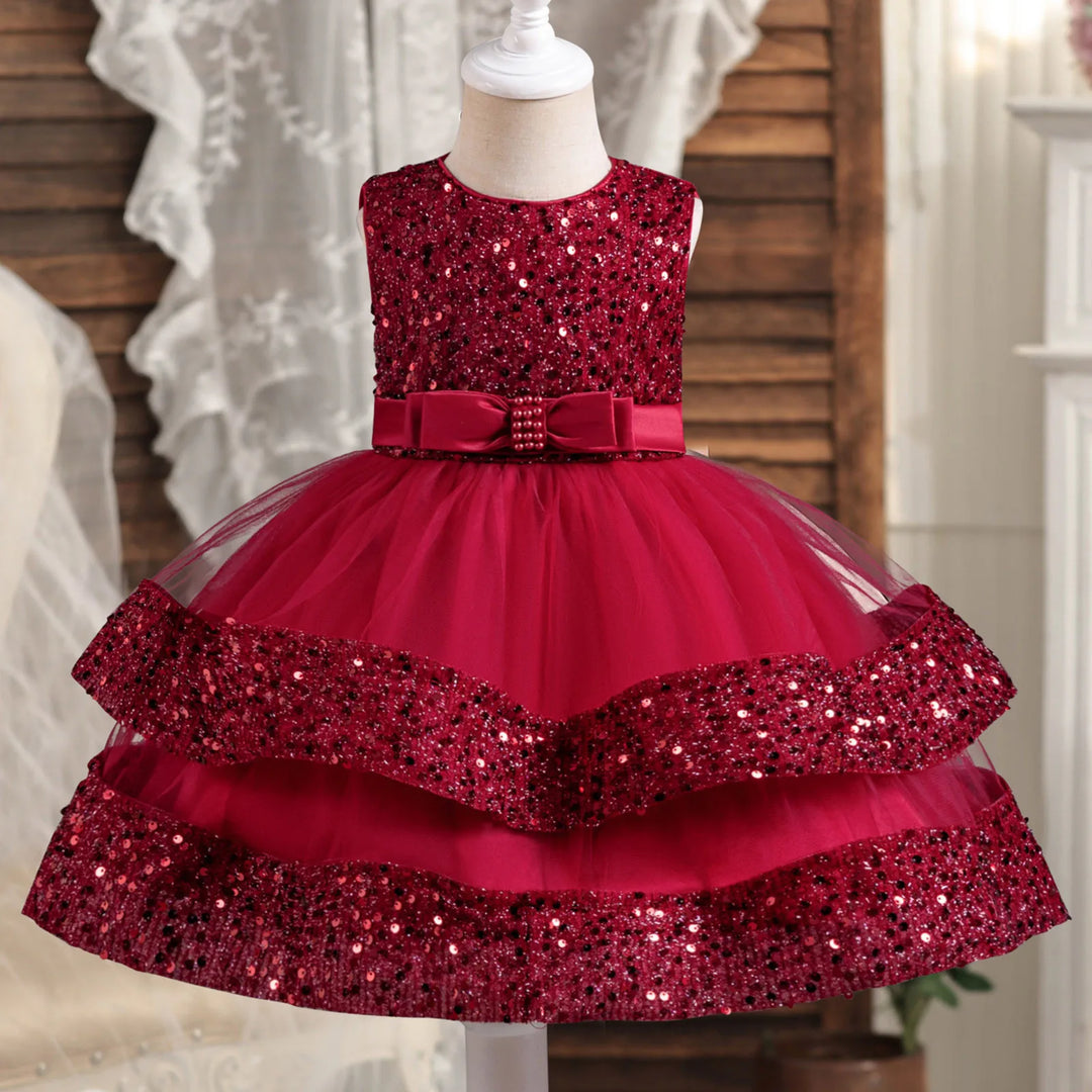 Baby Girls Tutu Tulle Dress Party Gowns Shiny Sequins Dresses