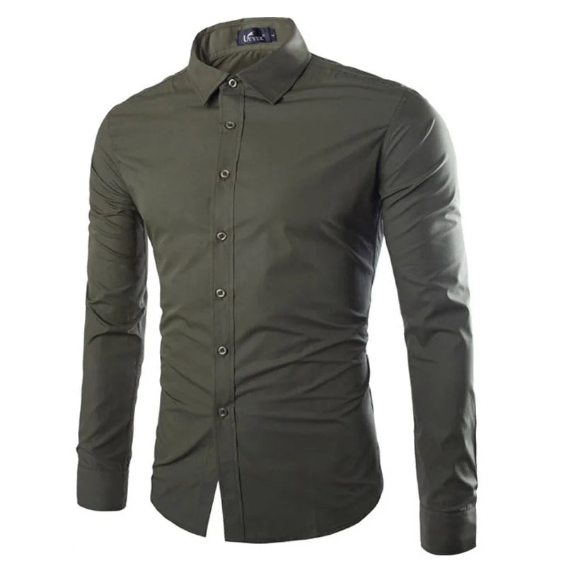 Men's Candy Color Long Sleeve Shirt Casual Fashion for Spring & Summer-Shirt-Bennys Beauty World