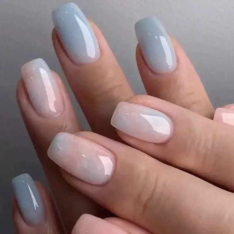 Short Square French Flower Press - On Nails 24 Pcs - Bennys Beauty World