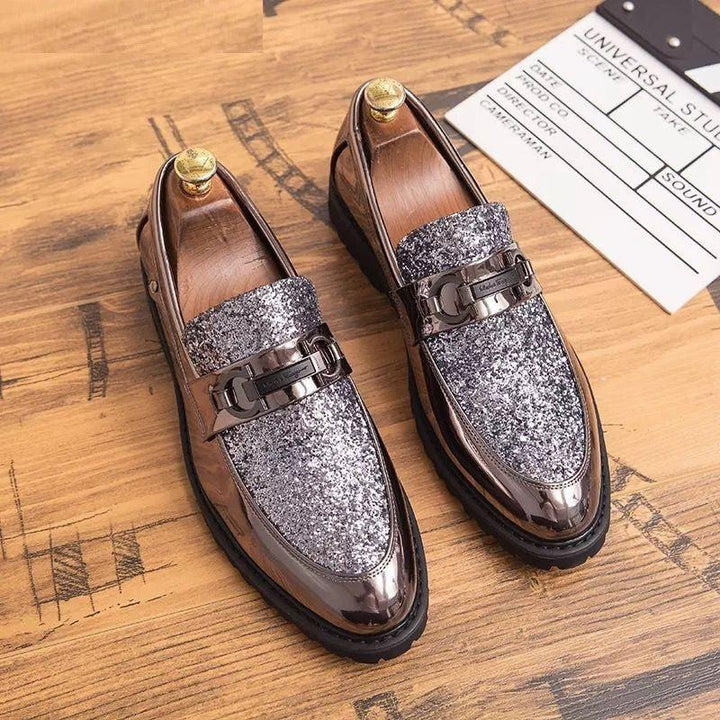 Gold Color Leather Shoes For Men-Shoe-Bennys Beauty World