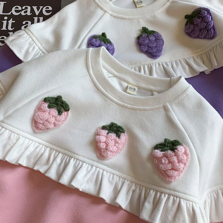 Girls Strawberry Pullover Sweatshirt | Ages 3–8