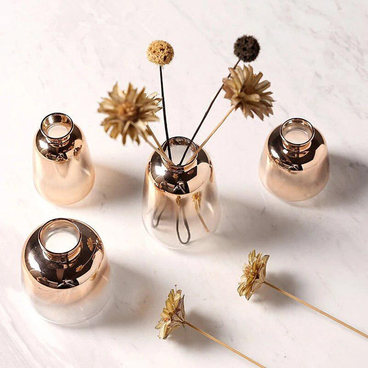 Nordic Gilded Glass Vase Home Decoration Crafts Gold Bottle Transparent Flower Plant Vases Decoration Home Vases for Decoration-Arlik interiors