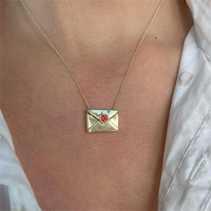 Valentine's Day Red Love Envelope Box Necklace