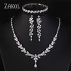 Zirconia Leaf Necklace Earrings Rings Bracelets Set for Women-necklace-Bennys Beauty World