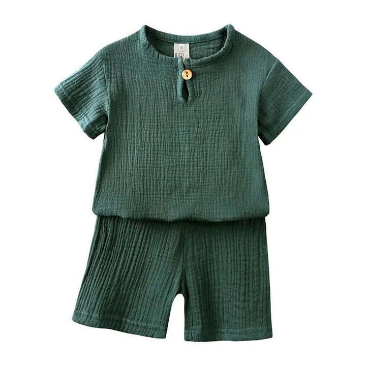 Summer Boy Clothing Sets Solid Color Short Sleeve Tops and Shorts - Bennys Beauty World