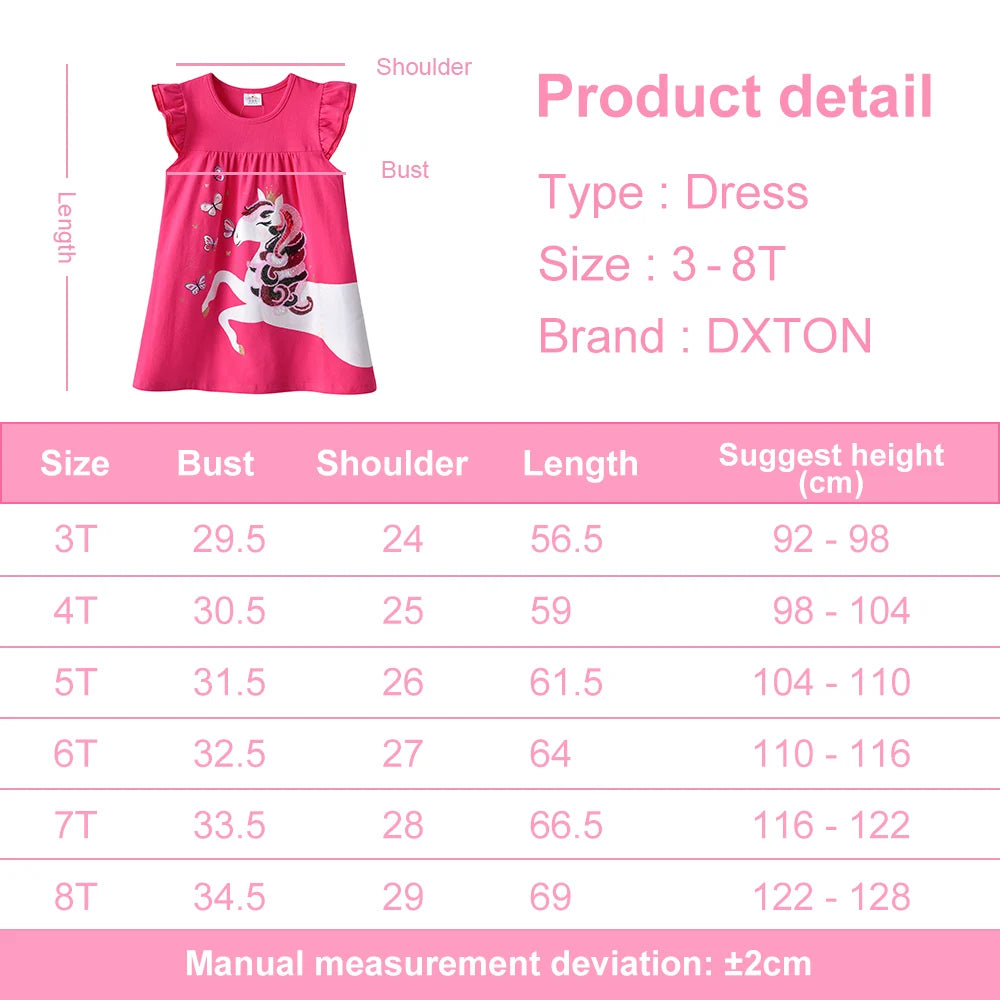Girls Flare Sleeve Summer Dress with Butterfly Appliqué