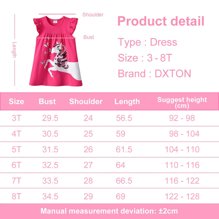 Girls Flare Sleeve Summer Dress with Butterfly Appliqué