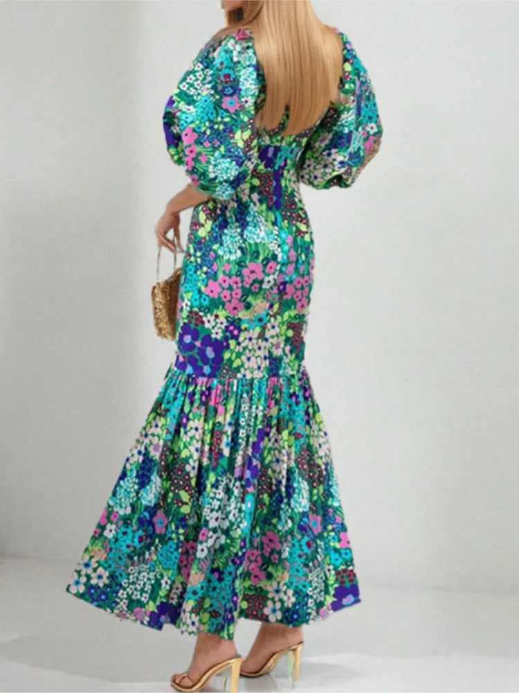 Fashion Print Dress For Women Casual O-Neck Dresses-Dresses-Bennys Beauty World