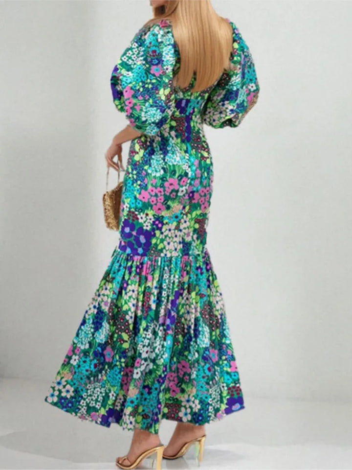 Fashion Print Dress For Women Casual O-Neck Dresses-Dresses-Bennys Beauty World