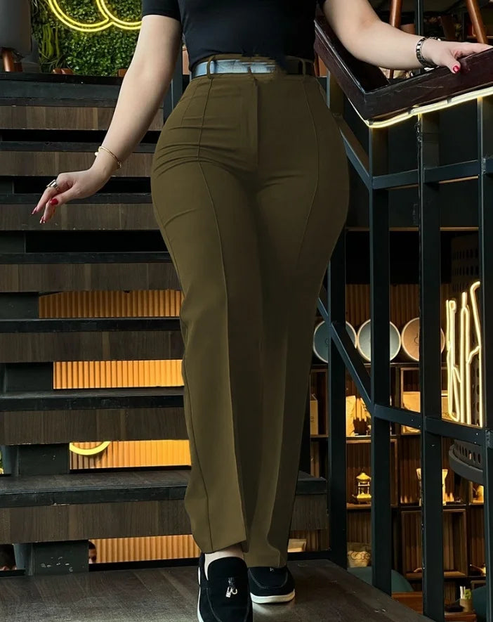 Women's Pants Spring Elegant Office Lady High Waist Pants