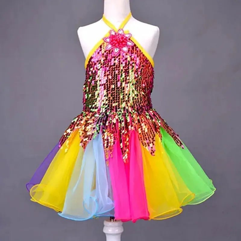 Girls Sequined Tutu Dance Dress – Princess Performance Costume for Kids - Bennys Beauty World