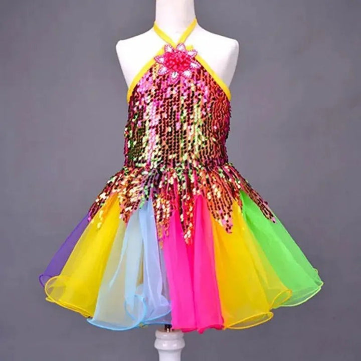 Girls Sequined Tutu Dance Dress – Princess Performance Costume for Kids - Bennys Beauty World