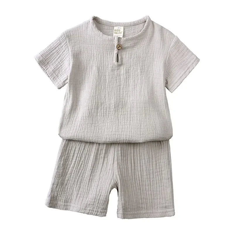 Summer Boy Clothing Sets Solid Color Short Sleeve Tops and Shorts - Bennys Beauty World